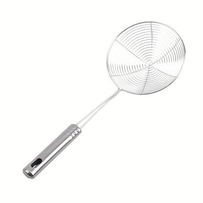 1pc Premium Metal Wire Strainer Ladle - Ergonomic Handle, Fine Mesh Skimmer Spoon for Frying, Boiling & Draining - Essential Kitchen Tool for Delicious Fried Food, Sturdy & Versatile Gadget