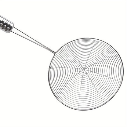 1pc Premium Metal Wire Strainer Ladle - Ergonomic Handle, Fine Mesh Skimmer Spoon for Frying, Boiling & Draining - Essential Kitchen Tool for Delicious Fried Food, Sturdy & Versatile Gadget