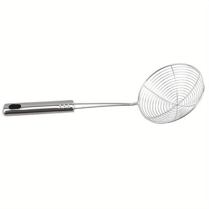 1pc Premium Metal Wire Strainer Ladle - Ergonomic Handle, Fine Mesh Skimmer Spoon for Frying, Boiling & Draining - Essential Kitchen Tool for Delicious Fried Food, Sturdy & Versatile Gadget
