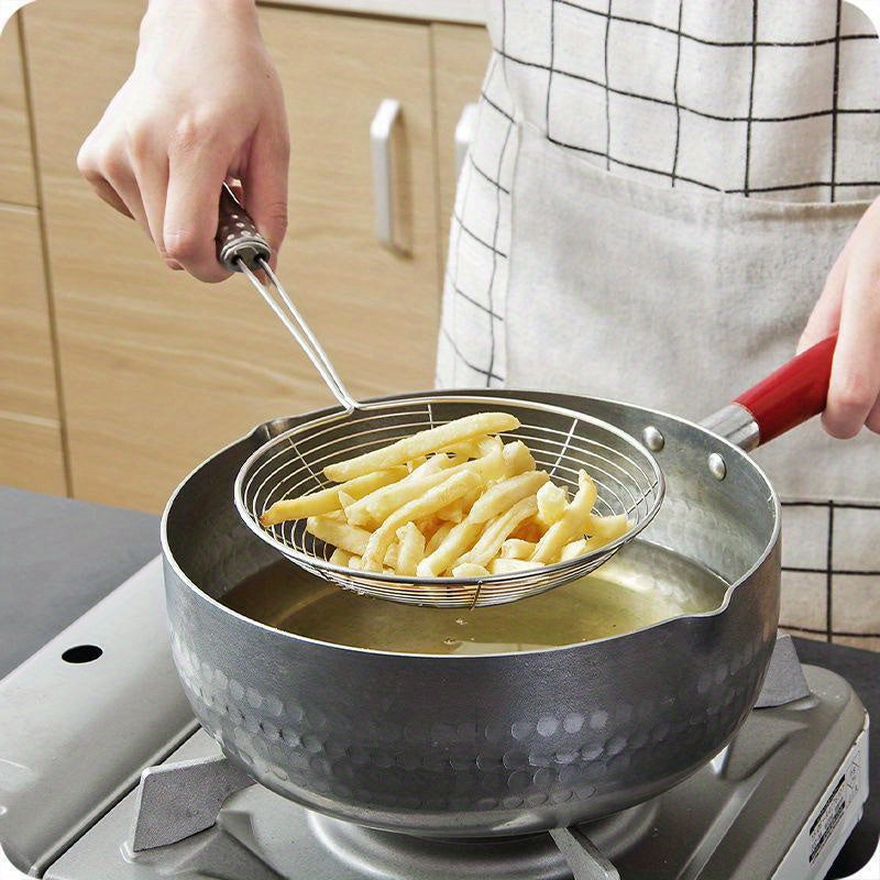 1pc Premium Metal Wire Strainer Ladle - Ergonomic Handle, Fine Mesh Skimmer Spoon for Frying, Boiling & Draining - Essential Kitchen Tool for Delicious Fried Food, Sturdy & Versatile Gadget