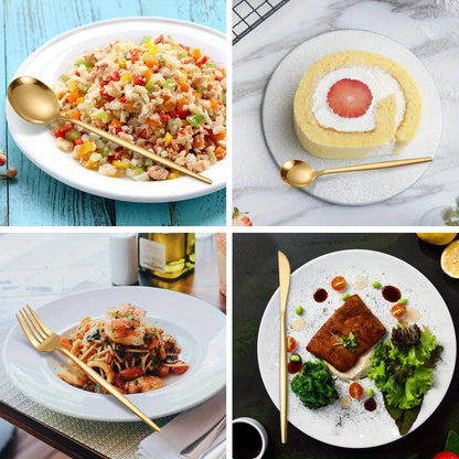 24pcs, Portugal Dinnerware Set, Stainless Steel Steak Knife Fork Coffee Spoon Teaspoon Flatware, Dishwasher Safe, Kitchen Tableware