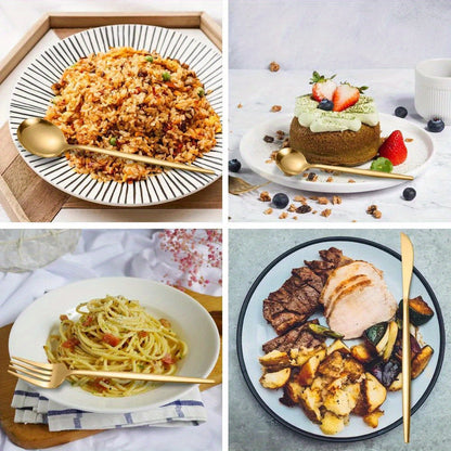 24pcs, Portugal Dinnerware Set, Stainless Steel Steak Knife Fork Coffee Spoon Teaspoon Flatware, Dishwasher Safe, Kitchen Tableware