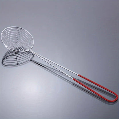 1pc Premium Stainless Steel Multifunction Strainer - Food Strainers for Beans and Bubble Tea, Non-stick Draining Scoop, Metal Kitchen Bar Supplies with Easy Cleaning and Space-Saving Design