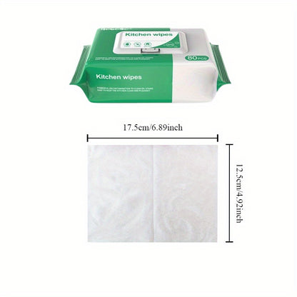4 Packs Kitchen Wipes - 80 Sheets Each, Dye-Free Individual Disposable Paper Towels, Grease & Stain Removal, Pre-Moistened Household Cleaning Cloths