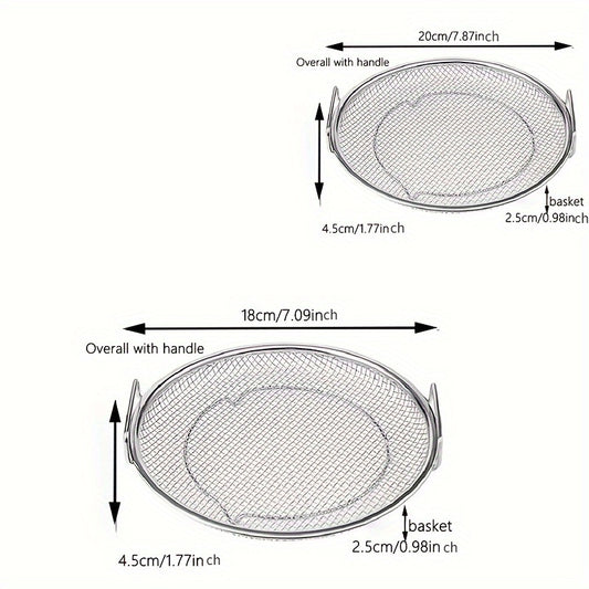 Reusable Stainless Steel Round Mesh Basket - Oil Filter Tray, Kitchen Strainer, Outdoor Camping Barbecue Accessories, Christmas Gift