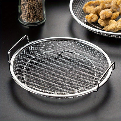 Reusable Stainless Steel Round Mesh Basket - Oil Filter Tray, Kitchen Strainer, Outdoor Camping Barbecue Accessories, Christmas Gift