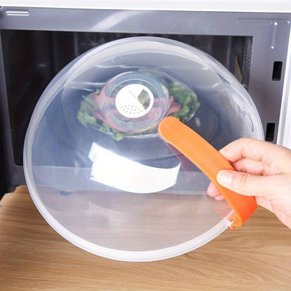 1pc clear splash food cover, oil and splash microwave heating cover, steam vent microwave tray cover bowl cover, easy to grip, suitable for microwave and kitchen supplies, RV kitchen supplies.