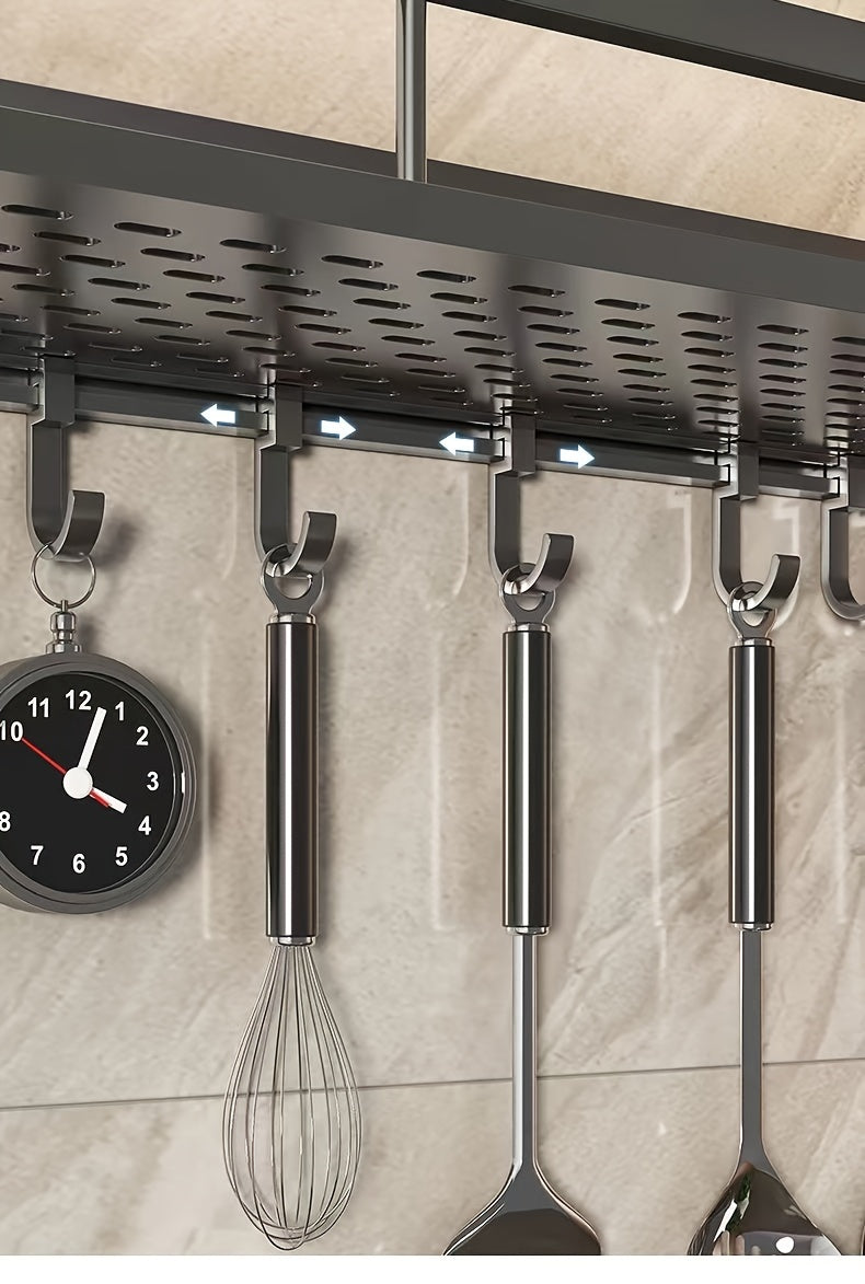 1pc Wall-Mounted Multi-Functional Spice Rack - Space-Saving Storage Shelf for Kitchen and Bathroom, Easy Installation, Punching-Free, Adjustable, Durable, and Rust-Resistant - Perfect Kitchen Organizer and Accessory for Maxim