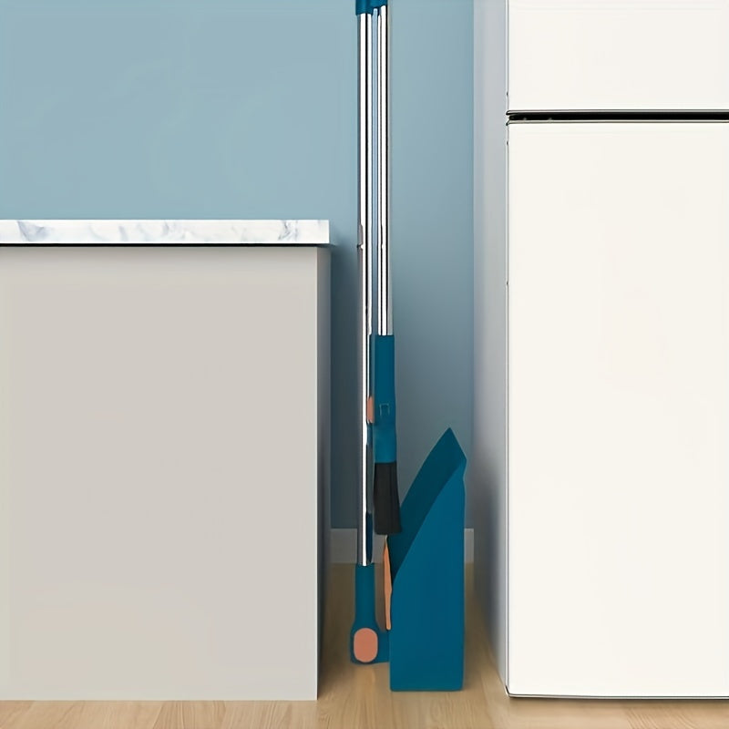 1set, Household Broom And Dustpan Set, Long Handle Floor Cleaning Broom Dustpan Set, Rotatable Broom And Dustpan With Comb Tooth, To Remove Dust And Garbage, For Home, Kitchen, Room, Office, Cleaning Supplies, Cleaning Tool,