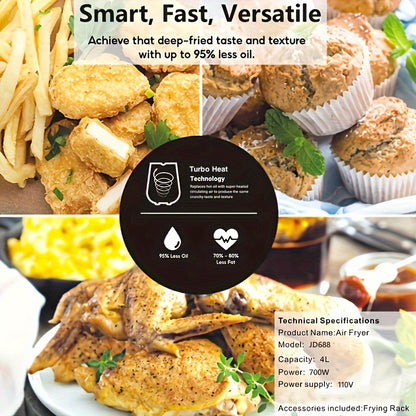 Mechanical Knob Type Air Fryer 1.06gal, BasicSimple Cooking Tool For Kitchen, MultifunctionalHousehold Healthy Cooking
