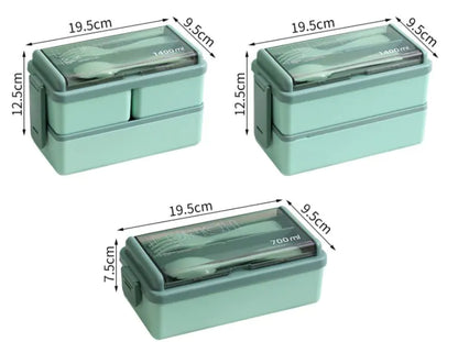 Microwavable Double Layer Plastic Lunch Box Set