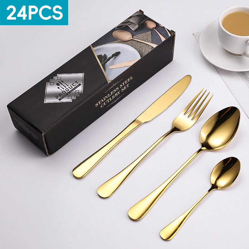 24-Piece 410 Stainless Steel Cutlery Set ? Mirror Polished Flatware for 6 People with Gift Packaging