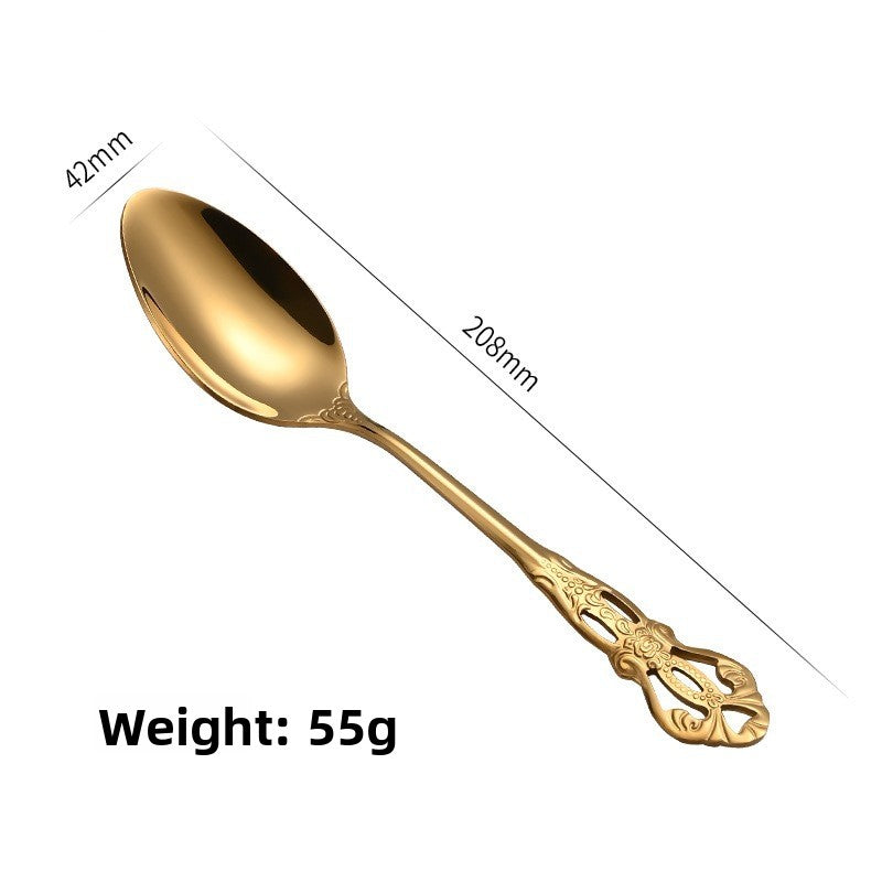 Elegant 410 Stainless Steel Cutlery Set with Retro Hollow Design