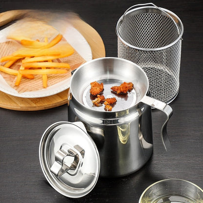304 Stainless Steel Oil Container ? With Built-In Strainer for Cooking Oil Storage