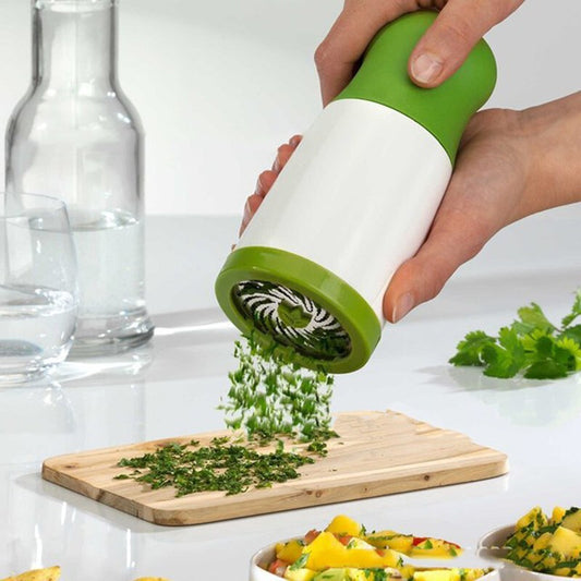 Herb & Vegetable Chopper ? Compact PS Plastic & Stainless Steel Kitchen Cutter