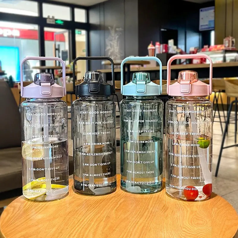 64OZ Motivational Water Bottle with Time Markings
