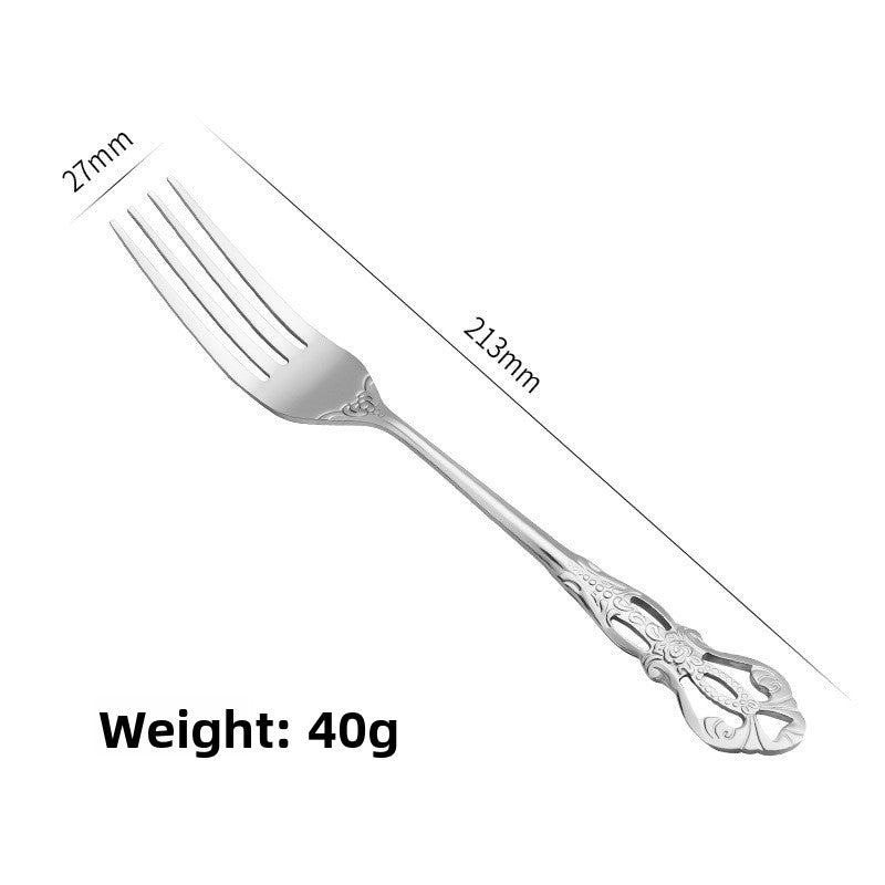 Elegant 410 Stainless Steel Cutlery Set with Retro Hollow Design