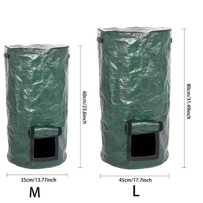 1 Bag Outdoor Compost Box, Reusable Garbage Bag, Self-Made Nutrient Soil Compost Bag, Kitchen Waste Collection Bag, Two-Way Zipper With Fertilizer Port, 34 Gallons