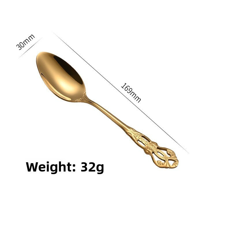 Elegant 410 Stainless Steel Cutlery Set with Retro Hollow Design