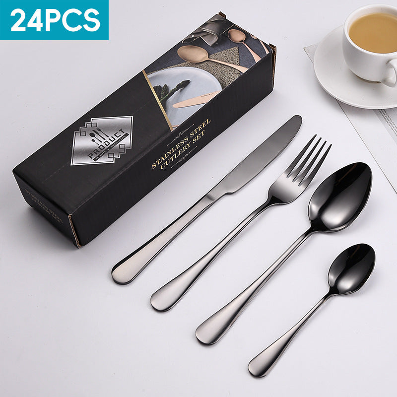 24-Piece 410 Stainless Steel Cutlery Set ? Mirror Polished Flatware for 6 People with Gift Packaging