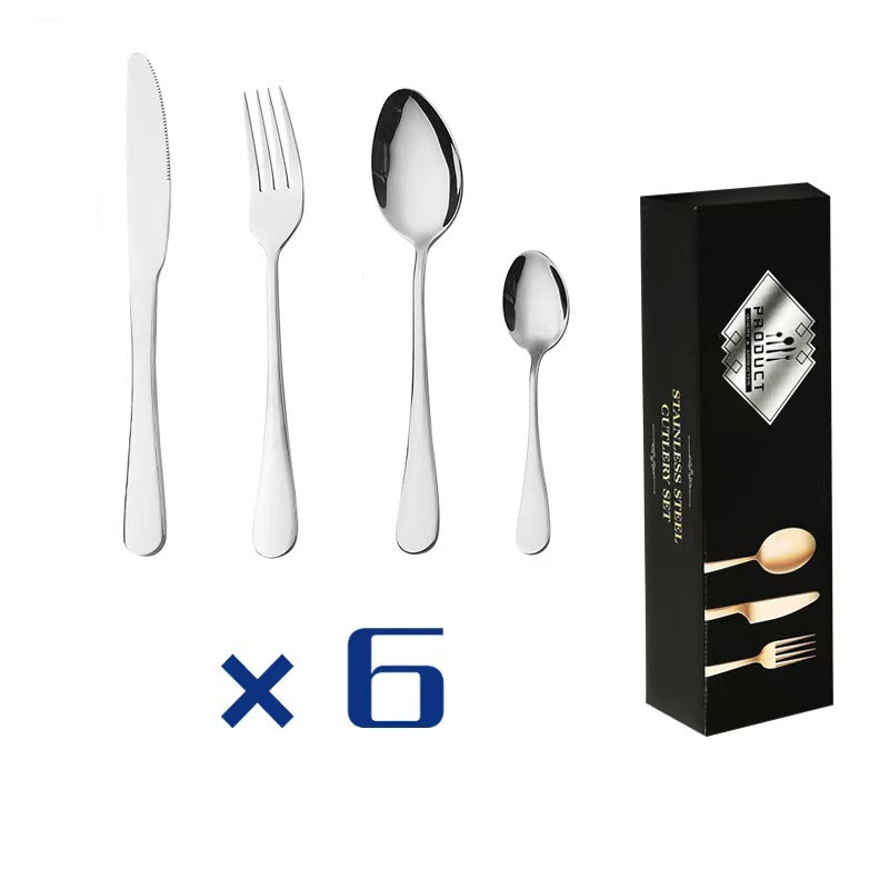 24-Piece 410 Stainless Steel Cutlery Set ? Mirror Polished Flatware for 6 People with Gift Packaging