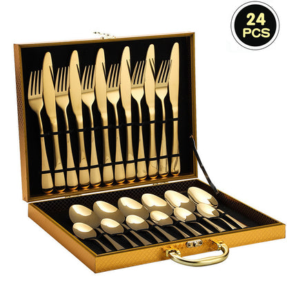 24-Piece 410 Stainless Steel Cutlery Set ? Mirror Polished Flatware for 6 People with Gift Packaging