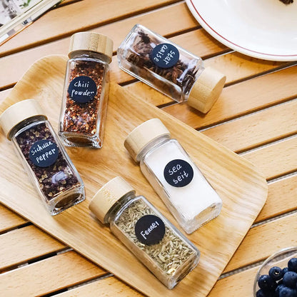 Glass Spice Jar with Bamboo and Wood Lid