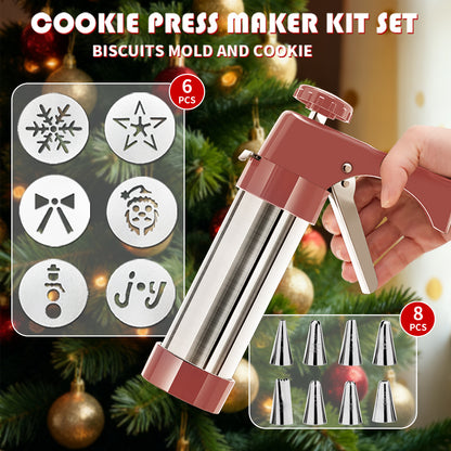 Stainless Steel Cookie & Pastry Press ? Multi-Nozzle Decorating Set for Home Baking