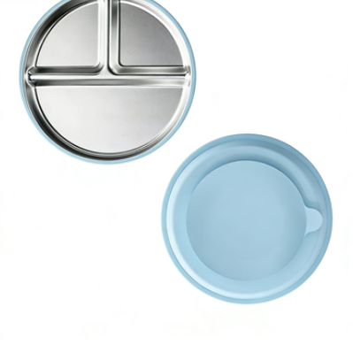 Food-Grade Stainless Steel Kids Plate ? Silicone Suction Base with Removable Compartments