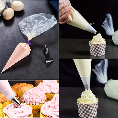 50pcs/100pcs/200pcs Thickened Disposable Piping Bags, Icing Pastry Bag with Nozzle Tips for Cake Decorating Tools Kitchen Gadgets Accessories. for Buttercream Frosting Cheese Doughnut Sweet Pastries DIY Birthday Party Family