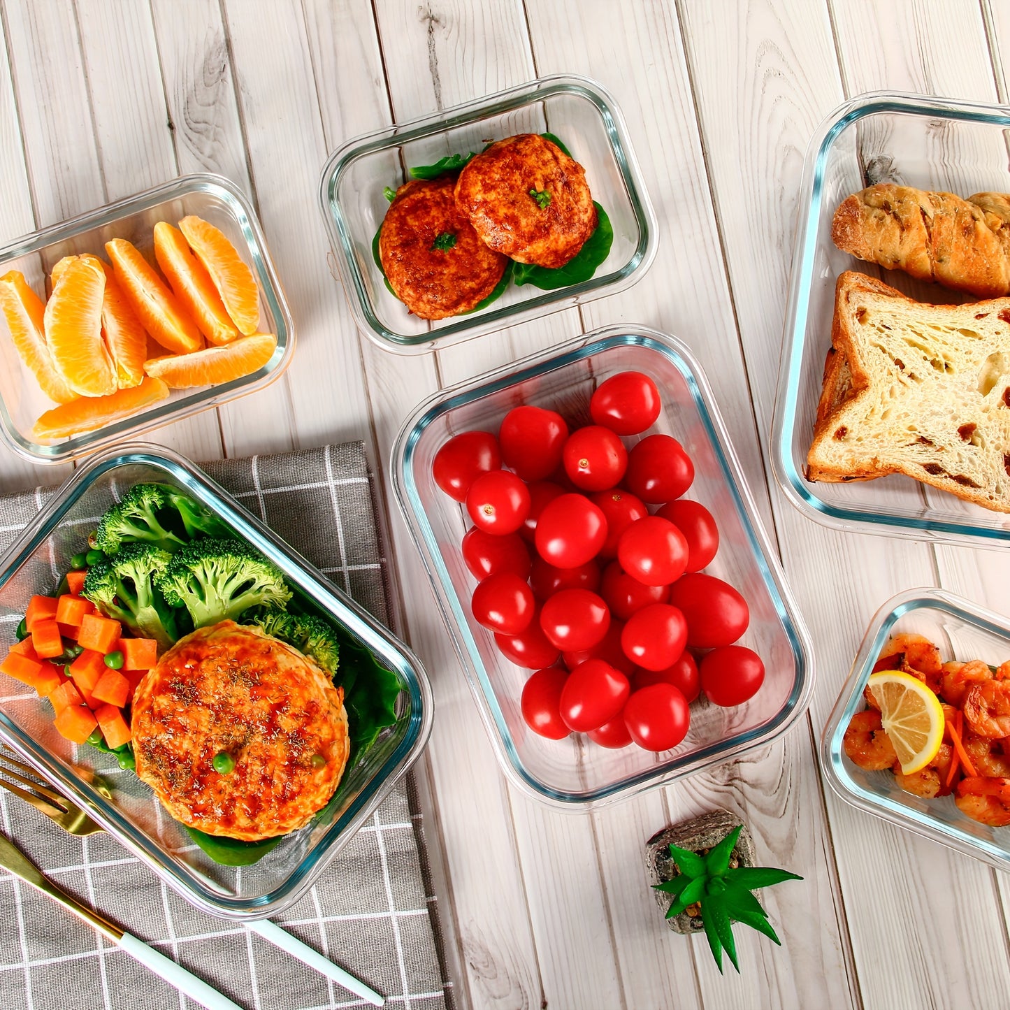 10pcs Storage Containers, Leak Proof Glass Meal Prep Containers, Reusable And Stackable Food Storage Containers With Lids Airtight, Green, For Camping, Picnic, School, Office And College, Kitchen Organizers And Storage, Kitch