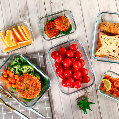10pcs Storage Containers, Leak Proof Glass Meal Prep Containers, Reusable And Stackable Food Storage Containers With Lids Airtight, Green, For Camping, Picnic, School, Office And College, Kitchen Organizers And Storage, Kitch
