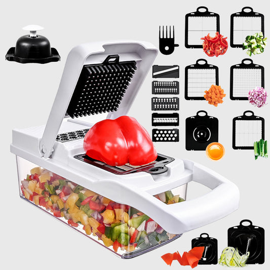Multifunctional Vegetable & Fruit Cutter ? Stainless Steel Blades with Multiple Attachments