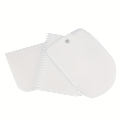 3pcs Cake Scraper Smoother Set - Cake Icing Smoother Tool For Cake Decoration, Flexible Plastic Dough Scraper - For Baking Enthusiasts & Professionals - Multifunctional Kitchen Tools - Perfect Gift for Bakers