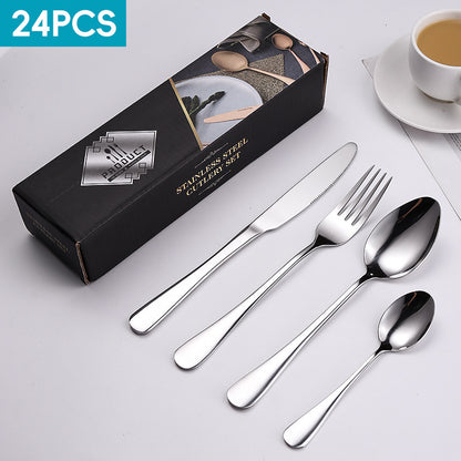 24-Piece 410 Stainless Steel Cutlery Set ? Mirror Polished Flatware for 6 People with Gift Packaging