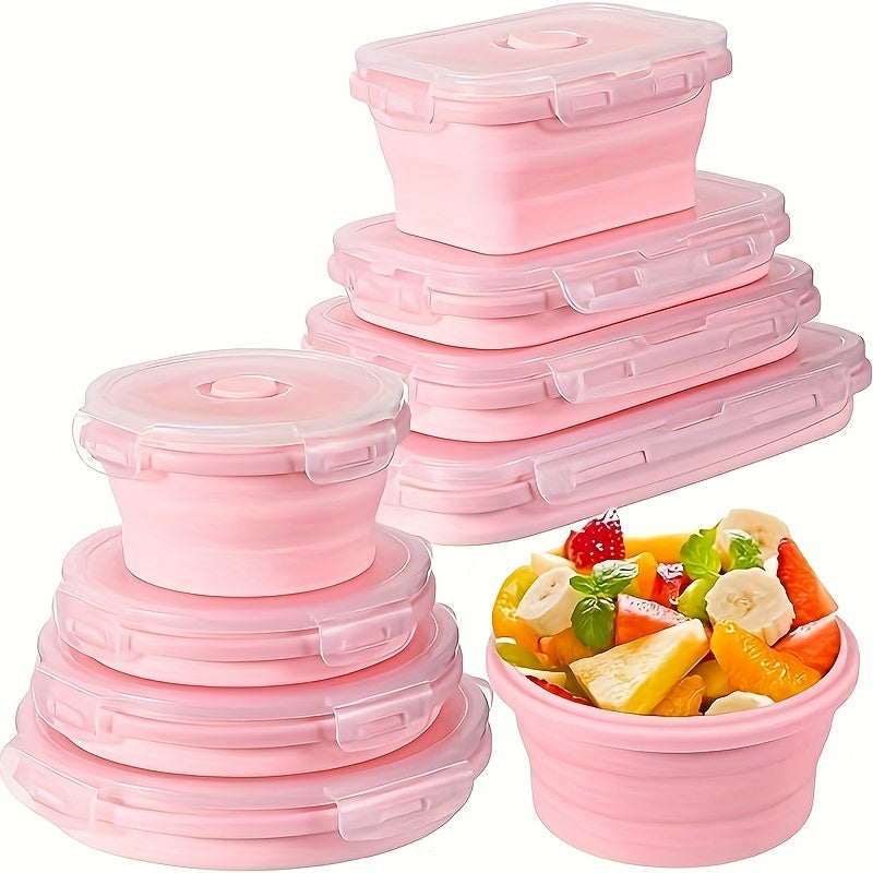 8pcs Set Foldable Food Storage Containers, Lunch Box with Cover, Microwavable And Dishwasher, for Back to School, Class, College, School Supplies, Kitchen Organizers And Storage, Kitchen Accessories
