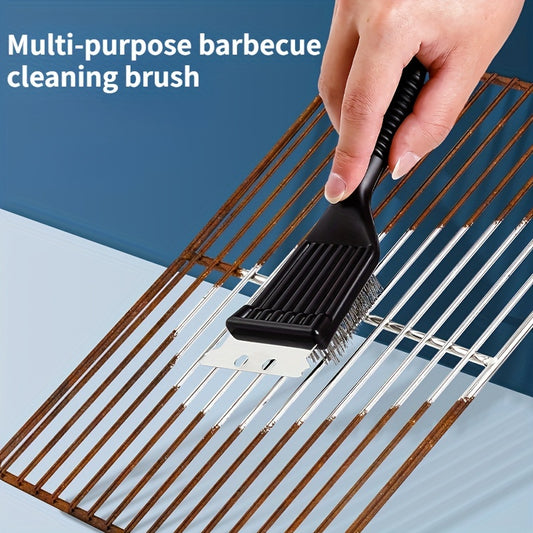 8in Portable Grill Cleaner: Deep Clean Steel Brush with Plastic Handle - BBQ Accessories for Back to School Kitchen Gadgets Kitchen Accessories