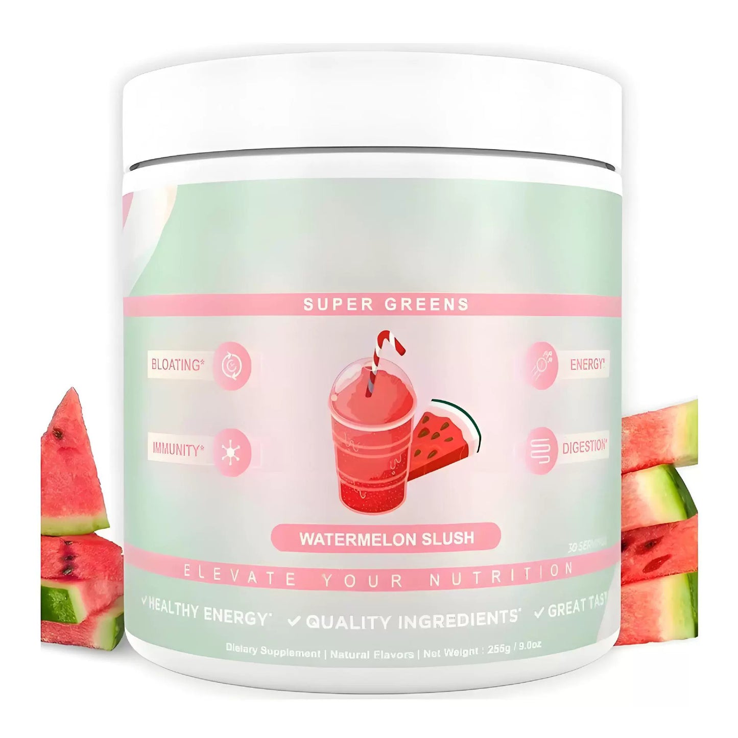 Super Greens Powder ? Watermelon Flavor Nutrient-Rich Fruit & Vegetable Supplement