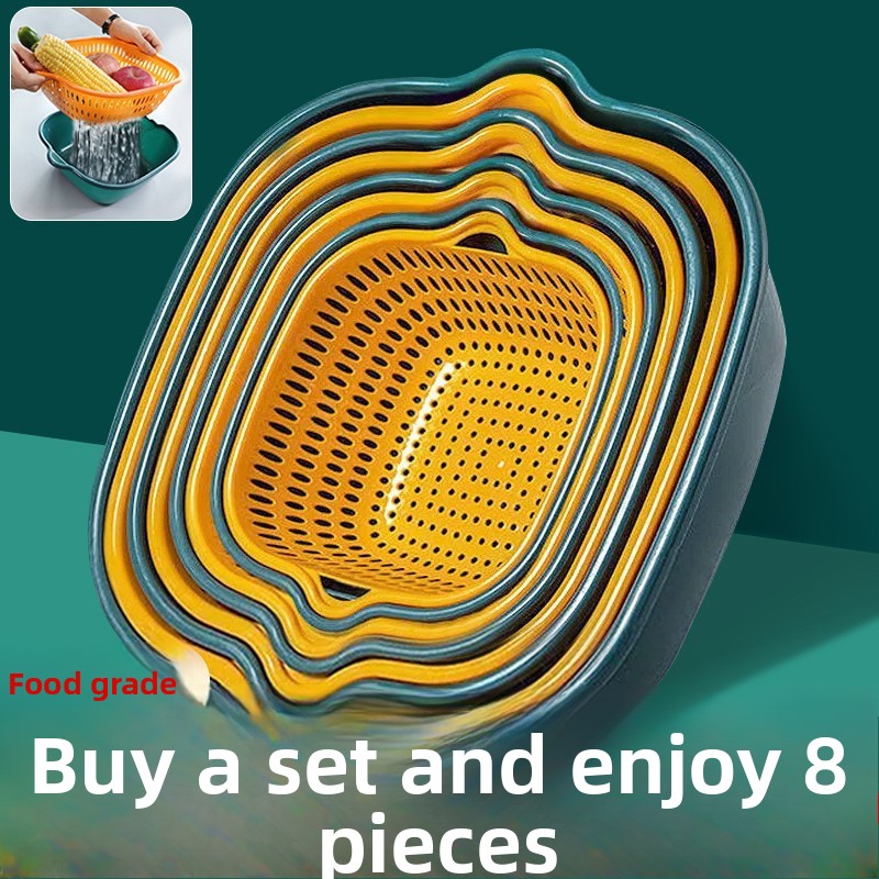 Double-Layer Washing & Draining Basket ? Multi-Functional Kitchen Basin for Fruits and Vegetables