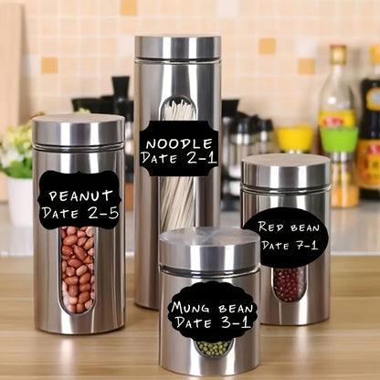 36pcs Reusable Food Storage Container Labels With Pen - Waterproof, Glue-Free, Self-Adhesive, Blackboard Sticker For Spices, Cheese, And More - Kitchen Accessories
