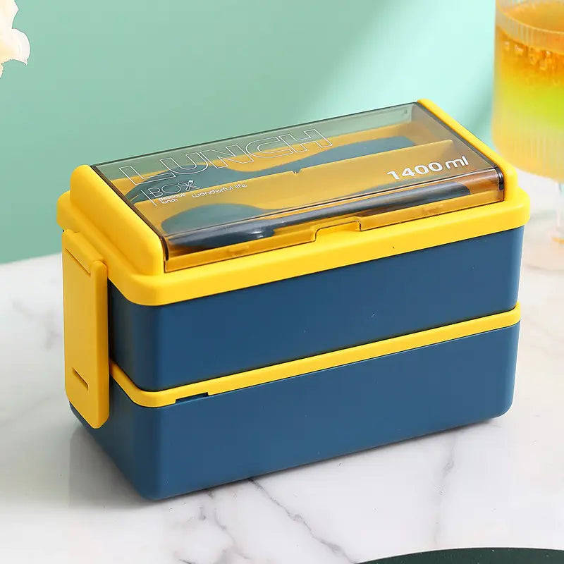 Microwavable Double Layer Plastic Lunch Box Set