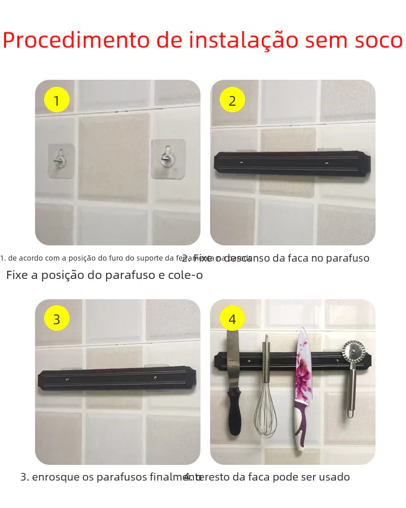 Magnetic Knife Rack Wall-Mounted Kitchen Organizer