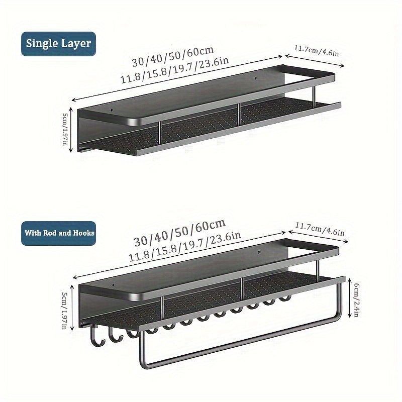 1pc Wall-Mounted Multi-Functional Spice Rack - Space-Saving Storage Shelf for Kitchen and Bathroom, Easy Installation, Punching-Free, Adjustable, Durable, and Rust-Resistant - Perfect Kitchen Organizer and Accessory for Maxim