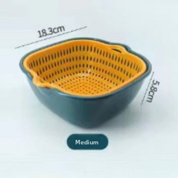 Double-Layer Washing & Draining Basket ? Multi-Functional Kitchen Basin for Fruits and Vegetables