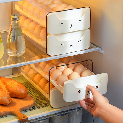 Transparent 1pc 18/36 Slot Drawers Egg Holder - Stackable Plastic Organizer with Cute Cat Design, Ideal for Kitchen Storage, Kitchen Storage Solution|Playful Design|Stackable Organizer, Egg Holder Organizer, Kitchen Drawer Or