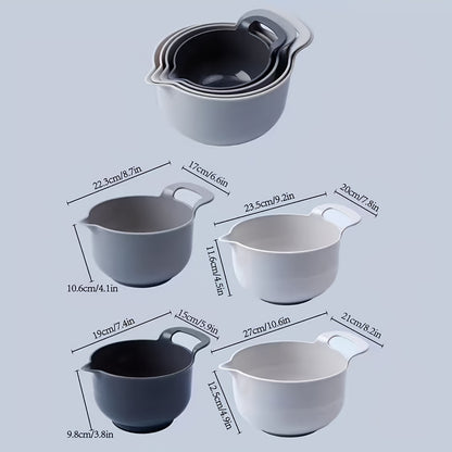 4pcs, Mixing Bowls, Nesting Plastic Mixing Bowl Set With Pour Spouts And Handles, Home Kitchen Accessories
