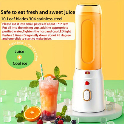 [1pc, Portable USB Mini Blender] Portable USB Rechargeable Mini Blender, 1pc of 450Ml Juicer Includes 2 Cups, Wireless And Easy to Carry, Comes with a Bonus Sports Cup Cover, Ideal Personal Size Blender for Smoothies And Shak