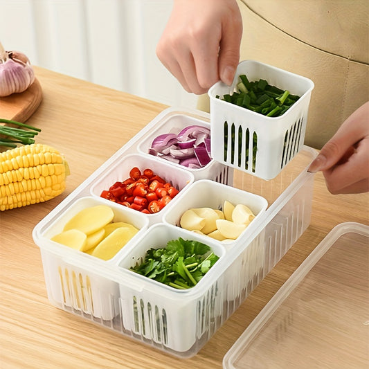 6-Tier Transparent Kitchen Storage Box Set with Lid - Heavy-Duty Plastic Food-Safe Organizer for Fridge, Freezer, Pantry, Kitchen - Space-Saving Design with Ventilation Holes, Stackable Refrigerator Storage Containers