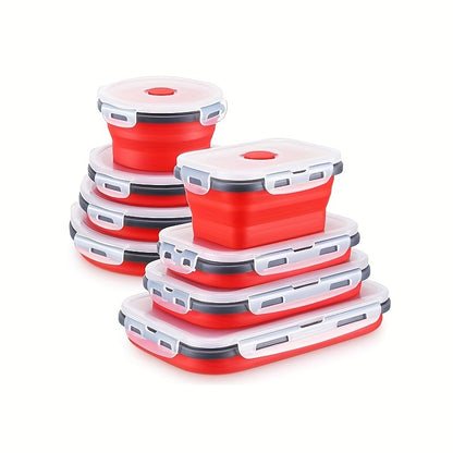 8pcs Set Foldable Food Storage Containers, Lunch Box with Cover, Microwavable And Dishwasher, for Back to School, Class, College, School Supplies, Kitchen Organizers And Storage, Kitchen Accessories