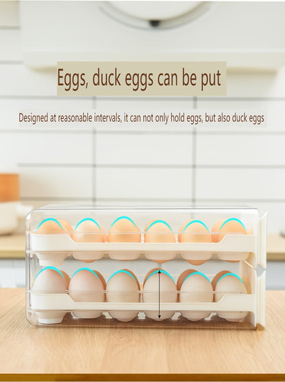 Transparent 1pc 18/36 Slot Drawers Egg Holder - Stackable Plastic Organizer with Cute Cat Design, Ideal for Kitchen Storage, Kitchen Storage Solution|Playful Design|Stackable Organizer, Egg Holder Organizer, Kitchen Drawer Or
